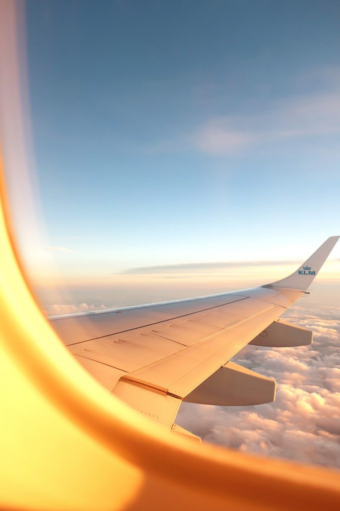 outside view of airplane flying on air